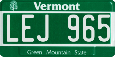 VT license plate LEJ965