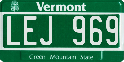 VT license plate LEJ969