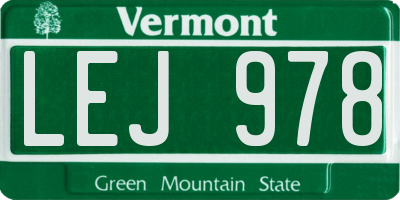 VT license plate LEJ978