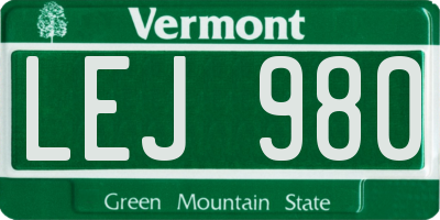 VT license plate LEJ980