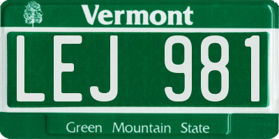 VT license plate LEJ981