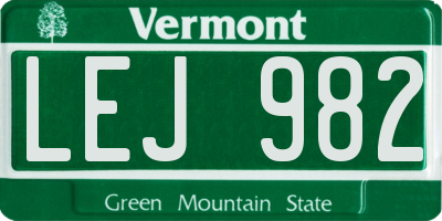 VT license plate LEJ982