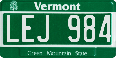 VT license plate LEJ984