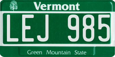 VT license plate LEJ985