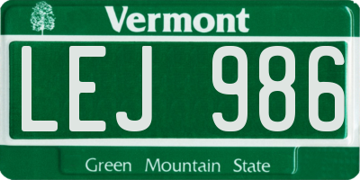 VT license plate LEJ986