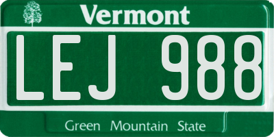 VT license plate LEJ988