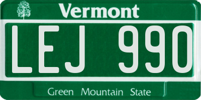 VT license plate LEJ990