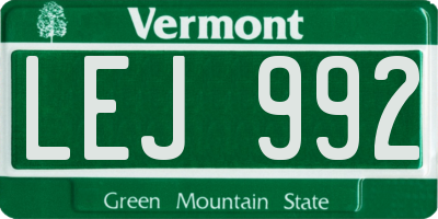 VT license plate LEJ992