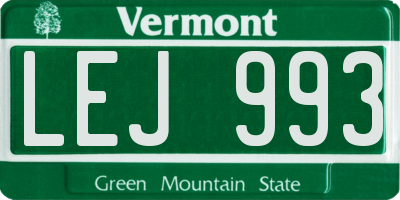 VT license plate LEJ993