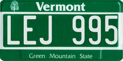 VT license plate LEJ995