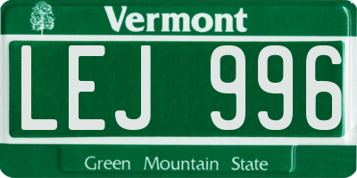VT license plate LEJ996