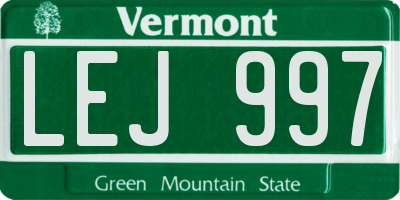VT license plate LEJ997