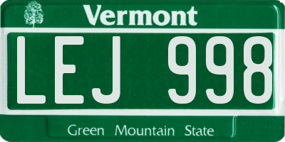 VT license plate LEJ998