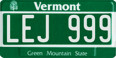 VT license plate LEJ999