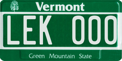 VT license plate LEK000