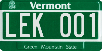 VT license plate LEK001