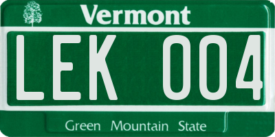 VT license plate LEK004