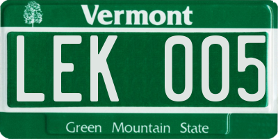 VT license plate LEK005