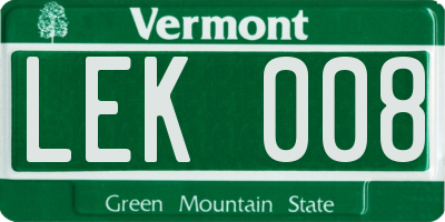 VT license plate LEK008