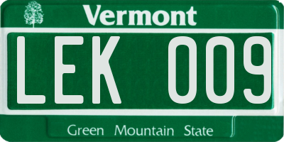 VT license plate LEK009