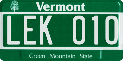VT license plate LEK010