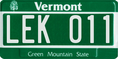 VT license plate LEK011