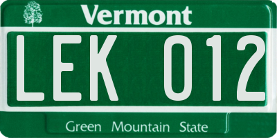 VT license plate LEK012