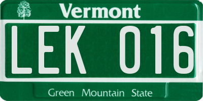 VT license plate LEK016