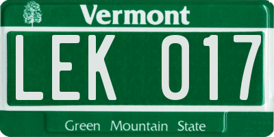 VT license plate LEK017