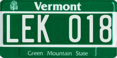VT license plate LEK018