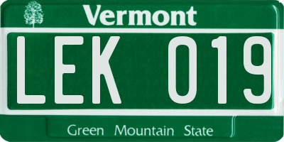 VT license plate LEK019