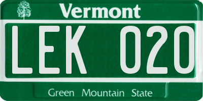 VT license plate LEK020