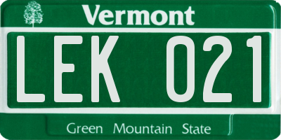 VT license plate LEK021
