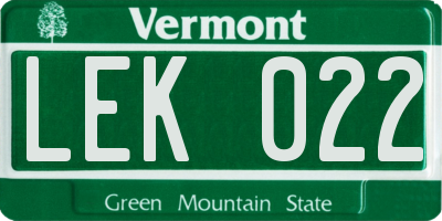 VT license plate LEK022