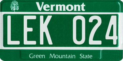 VT license plate LEK024