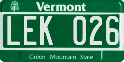 VT license plate LEK026