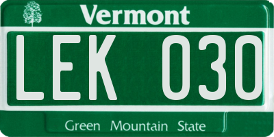 VT license plate LEK030