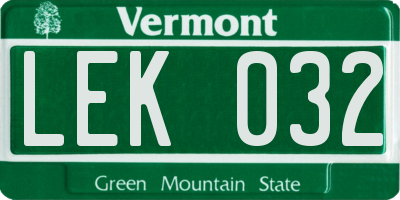 VT license plate LEK032