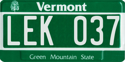 VT license plate LEK037