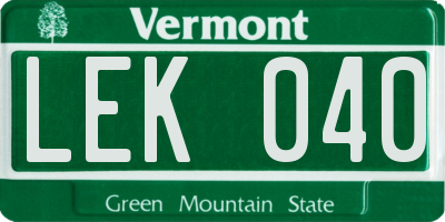 VT license plate LEK040
