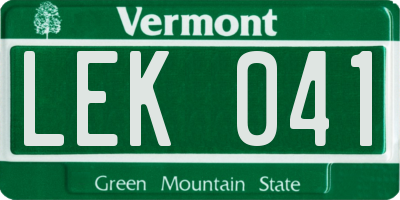 VT license plate LEK041