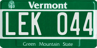 VT license plate LEK044