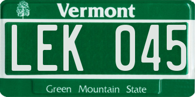 VT license plate LEK045