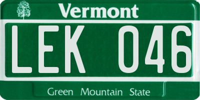 VT license plate LEK046
