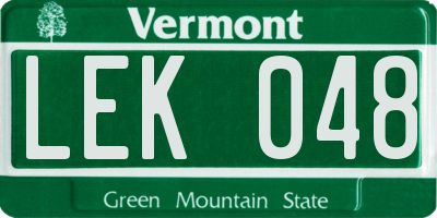 VT license plate LEK048