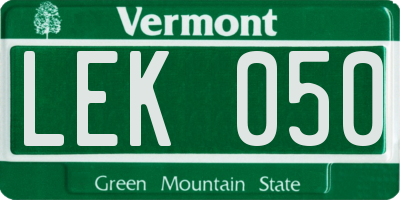 VT license plate LEK050