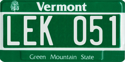 VT license plate LEK051