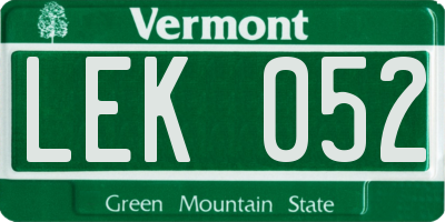 VT license plate LEK052