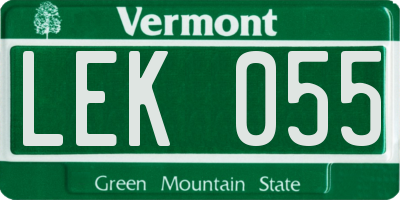 VT license plate LEK055