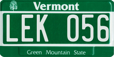 VT license plate LEK056